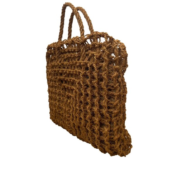 Women’s Natural Brown Woven Jute Open Weave Eco-Friendly Handbag Tote Bag - Picture 2 of 7